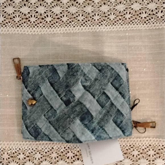 Kurt Geiger Blue Woven Denim Zip Wallet - Picture 8 of 10